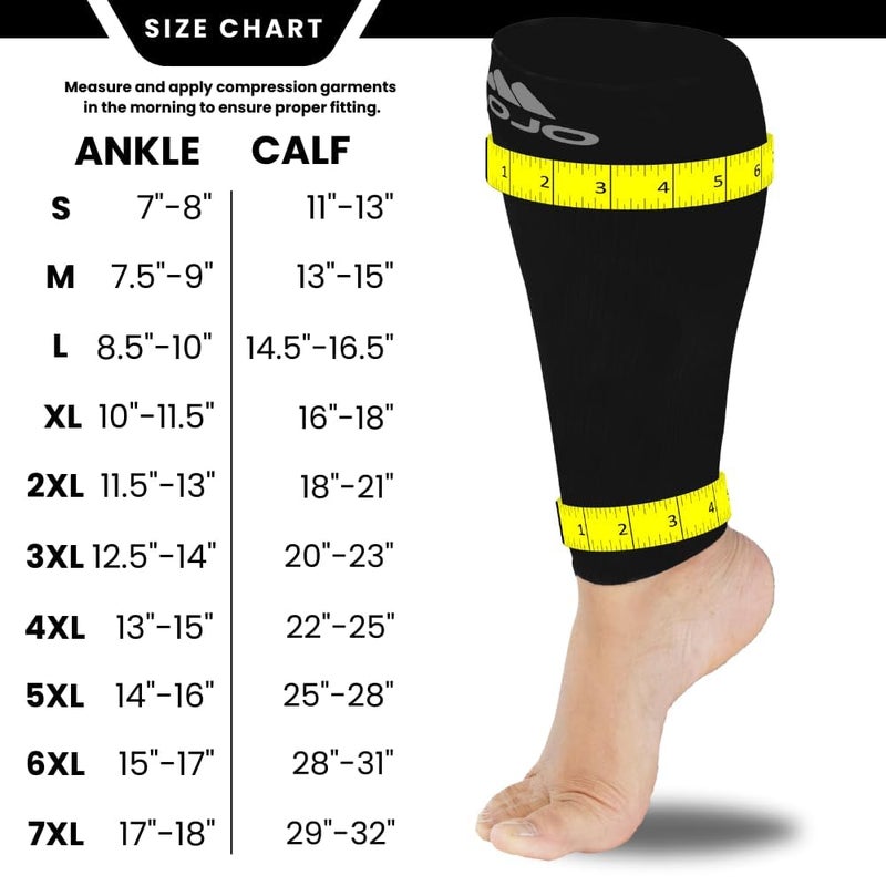 Mojo Compression Socks - Extra Wide 4XL Plus Size Compression Sleeves for Swollen Calves - Footless Compression Socks for Men and Women, Black, 20-30 mmHg - 1 Pair - Image 3